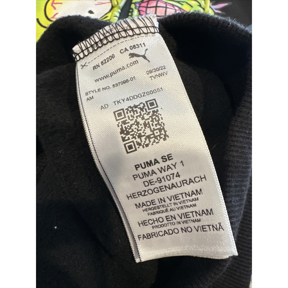 Men's Puma X Rick & Morty Zip Up Black Hoodie Size Small Adult Swim RARE - Picture 6 of 7